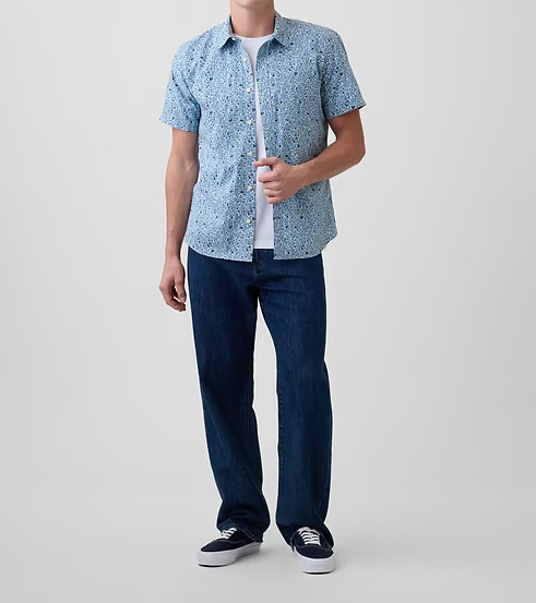 Men's Stretch Poplin Short Sleeve Shirts 8-Pack - Mixed Print Standard Fit