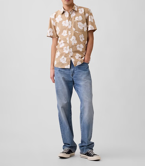 Men's Stretch Poplin Short Sleeve Shirts 8-Pack - Mixed Print Standard Fit