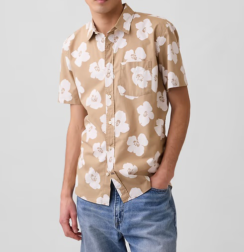 Men's Stretch Poplin Short Sleeve Shirts 8-Pack - Mixed Print Standard Fit