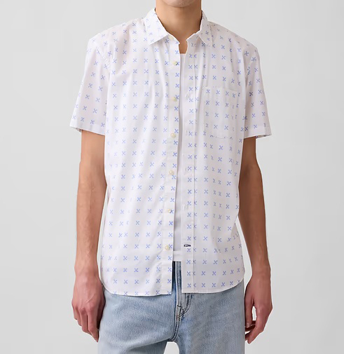 Men's Stretch Poplin Short Sleeve Shirts 8-Pack - Mixed Print Standard Fit