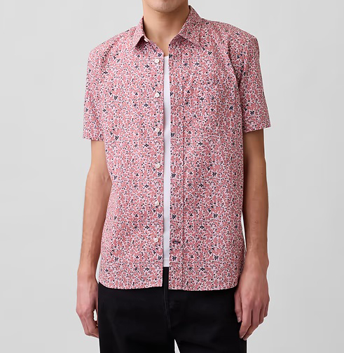 Men's Stretch Poplin Short Sleeve Shirts 8-Pack - Mixed Print Standard Fit