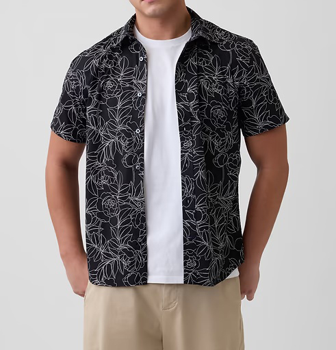 Men's Stretch Poplin Short Sleeve Shirts 8-Pack - Mixed Print Standard Fit