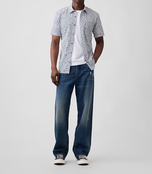 Men's Stretch Poplin Short Sleeve Shirts 8-Pack - Mixed Print Standard Fit