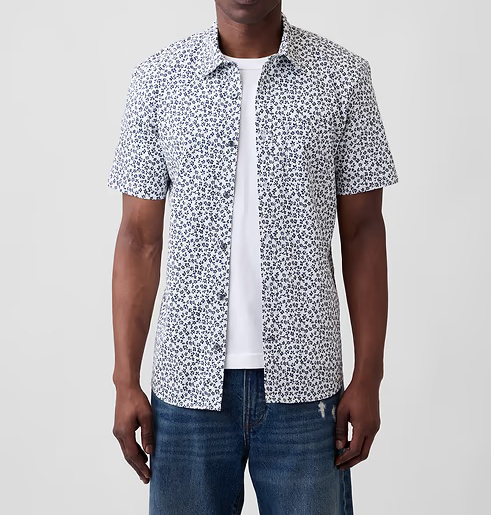 Men's Stretch Poplin Short Sleeve Shirts 8-Pack - Mixed Print Standard Fit