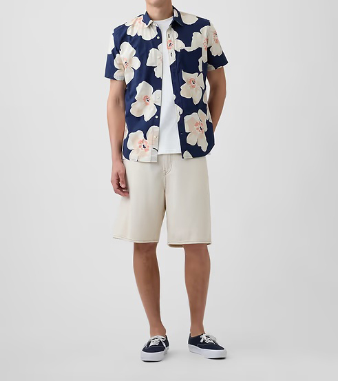 Men's Stretch Poplin Short Sleeve Shirts 8-Pack - Mixed Print Standard Fit