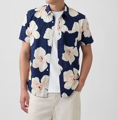 Men's Stretch Poplin Short Sleeve Shirts 8-Pack - Mixed Print Standard Fit