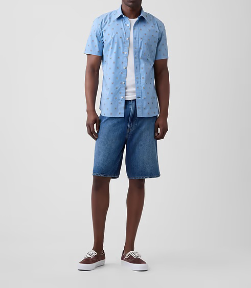 Men's Stretch Poplin Short Sleeve Shirts 8-Pack - Mixed Print Standard Fit