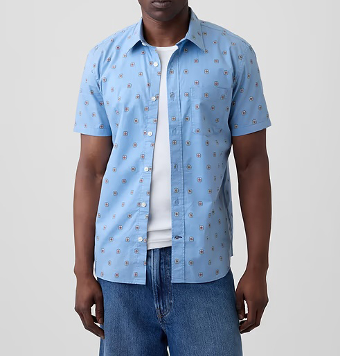 Men's Stretch Poplin Short Sleeve Shirts 8-Pack - Mixed Print Standard Fit