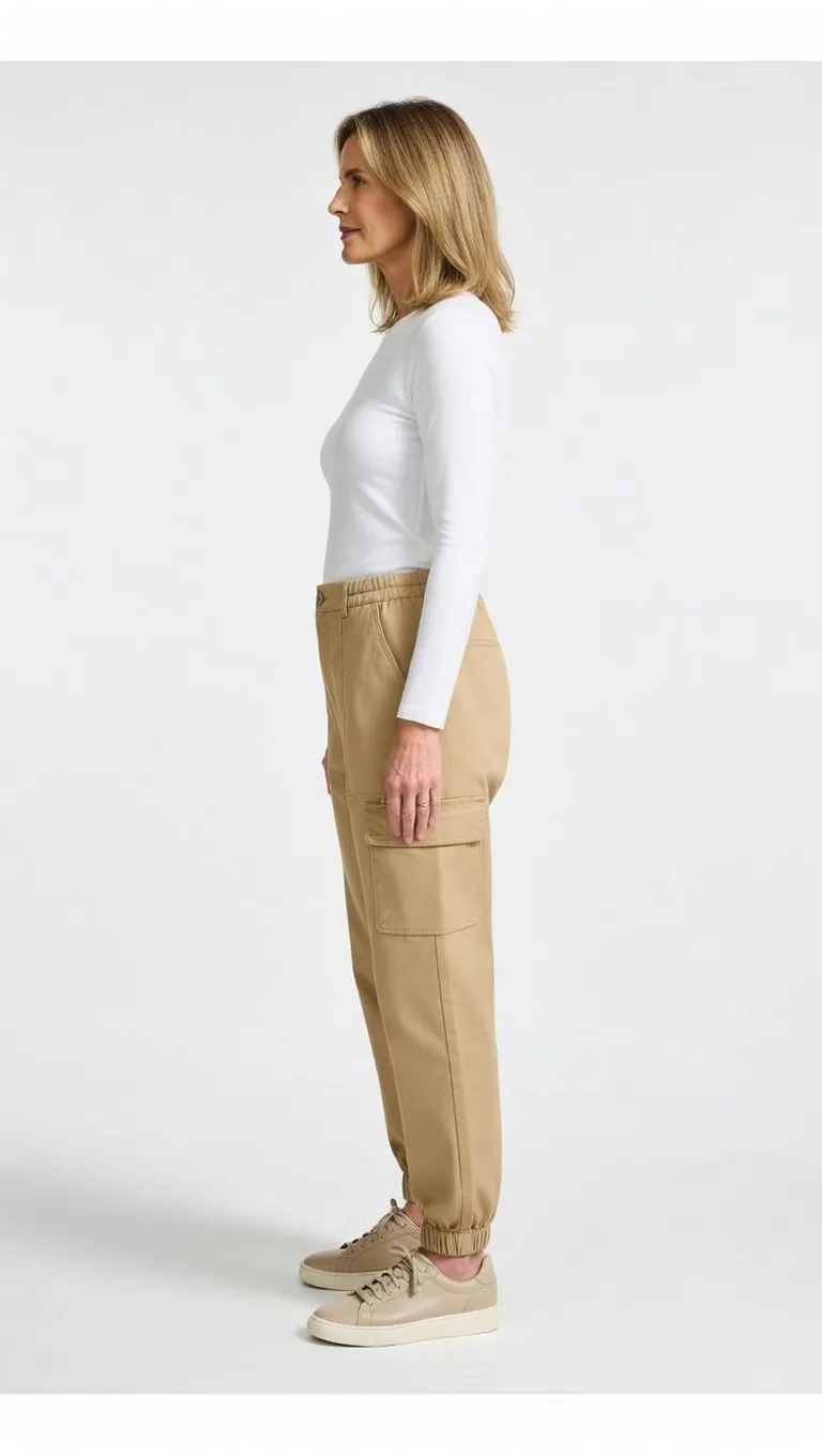 Lightweight Cotton-Blend Cargo Joggers for Women – Elastic Cuff Utility Pants