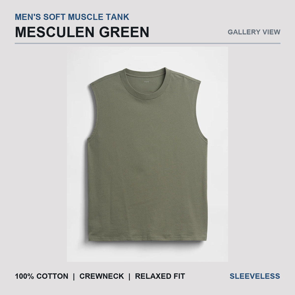 Mesculen Green men's cotton muscle tank