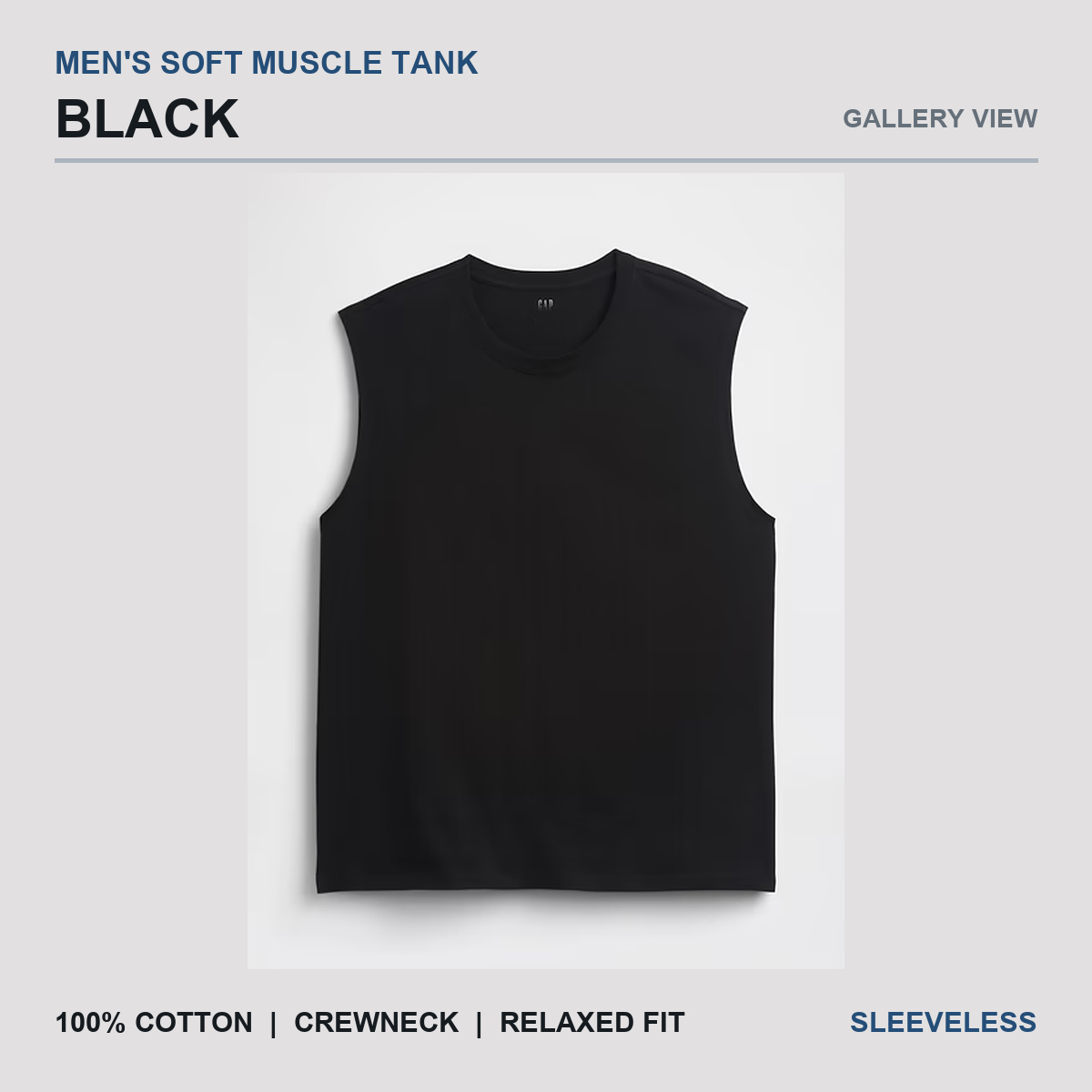 Black men's cotton muscle tank