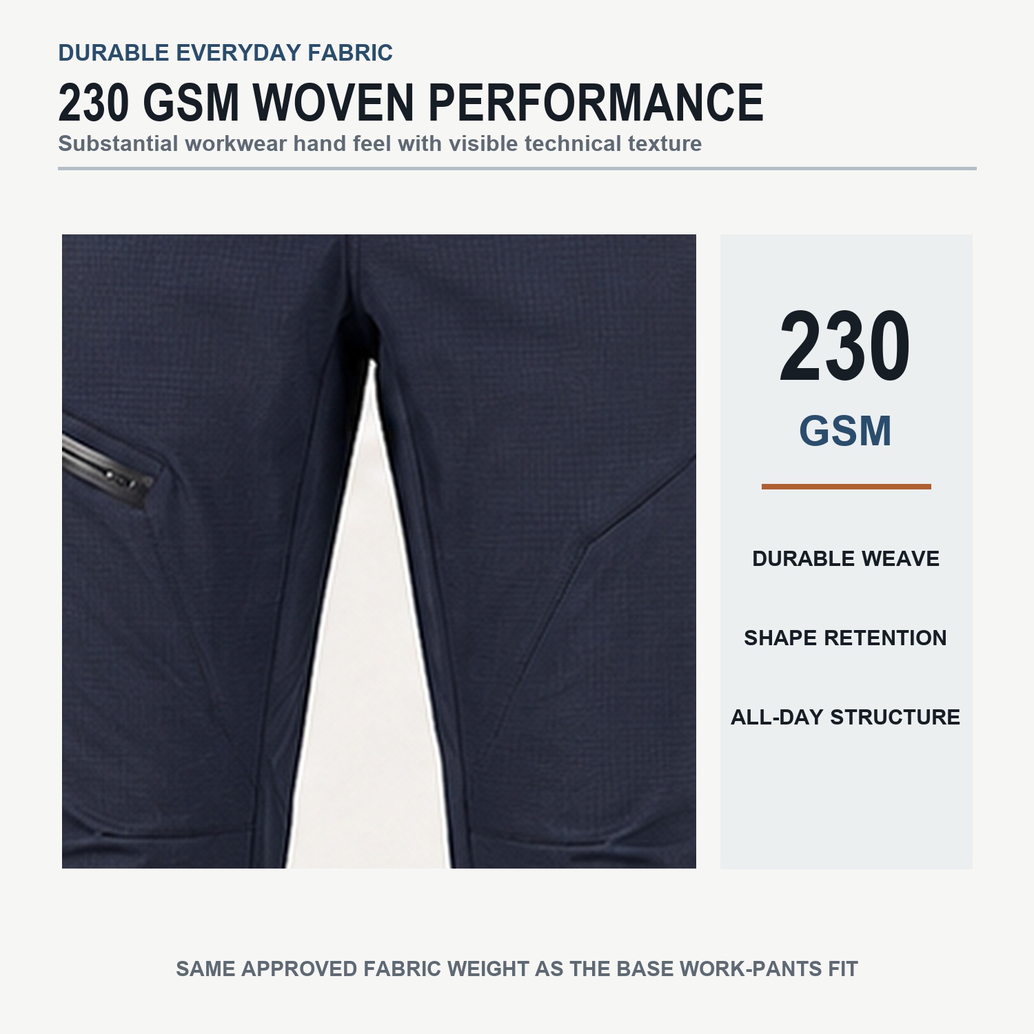 Durable 230 GSM woven workwear fabric detail
