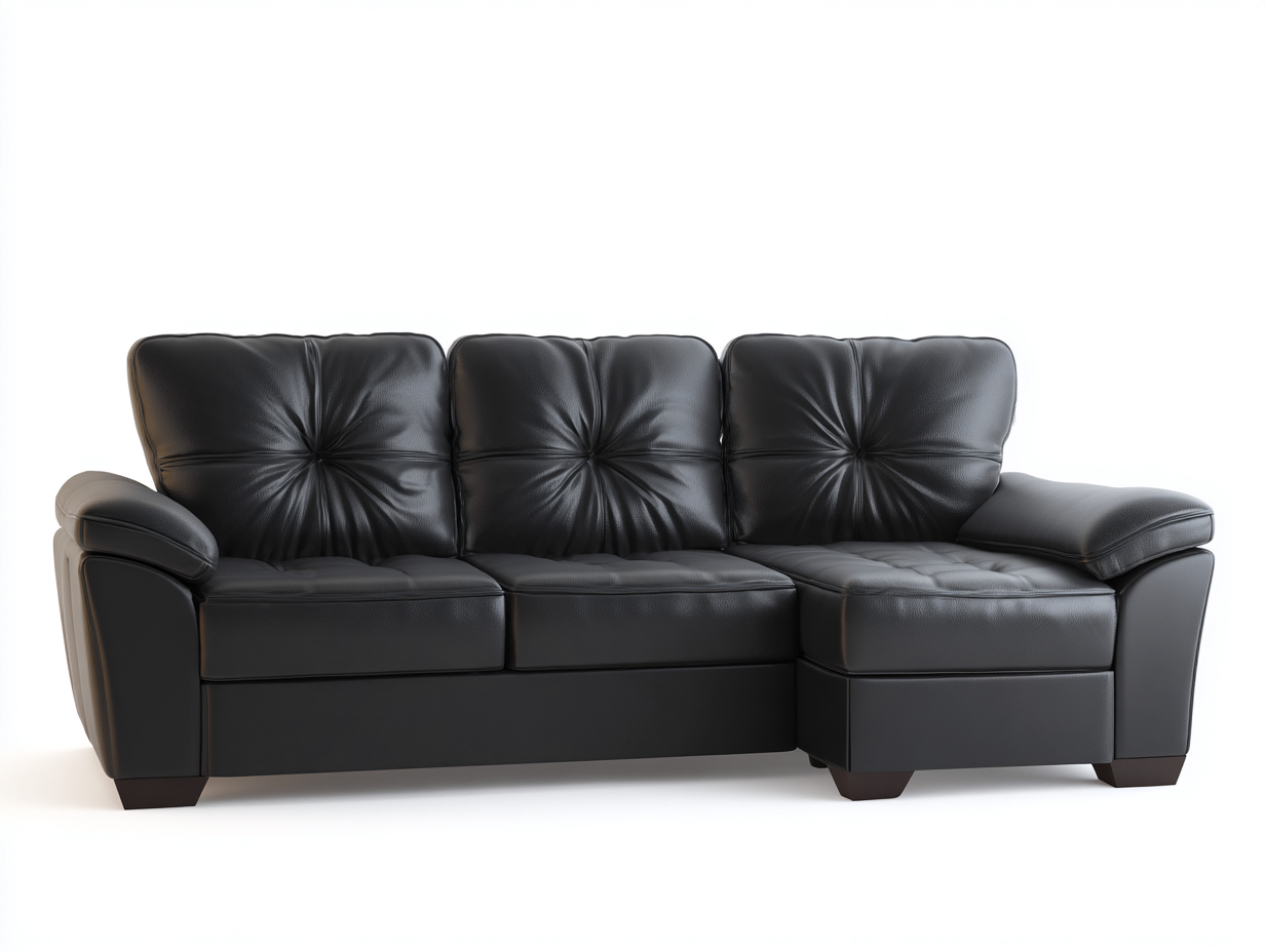 Sofás de esquina cuero 240x150x85 cm negro salón moderno confort-Cotacohaus