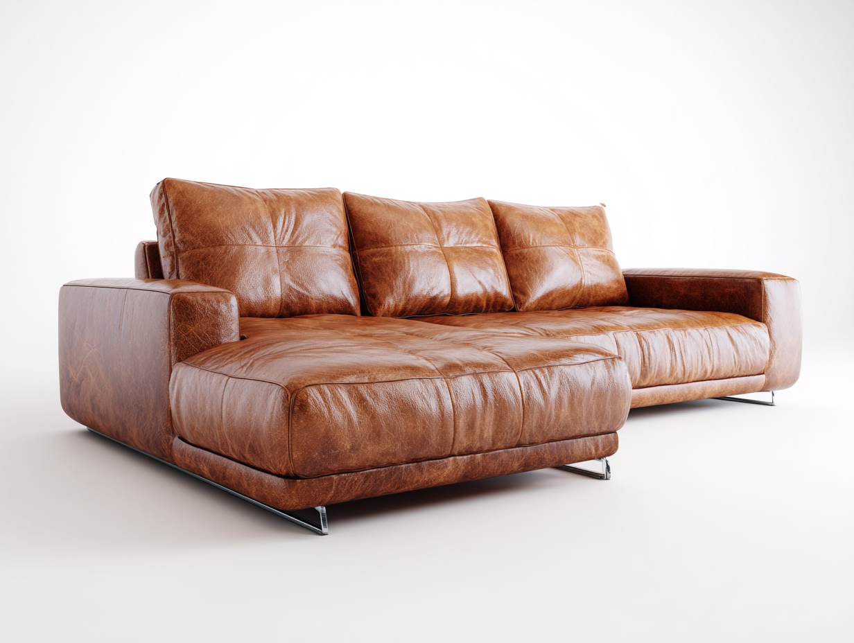 Sofás de esquina cuero 260x160x80 cm marrón salón moderno confort-Cotacohaus
