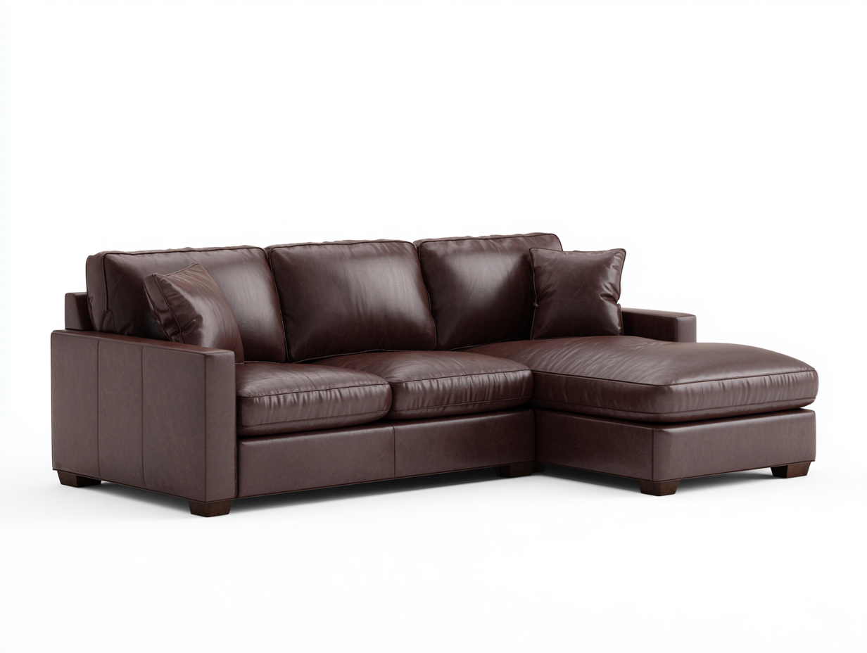 Sofás de esquina sofá tapizado cuero sintético con chaise longue 220x150x85 cm - marrón - diseño moderno-Cotacohaus