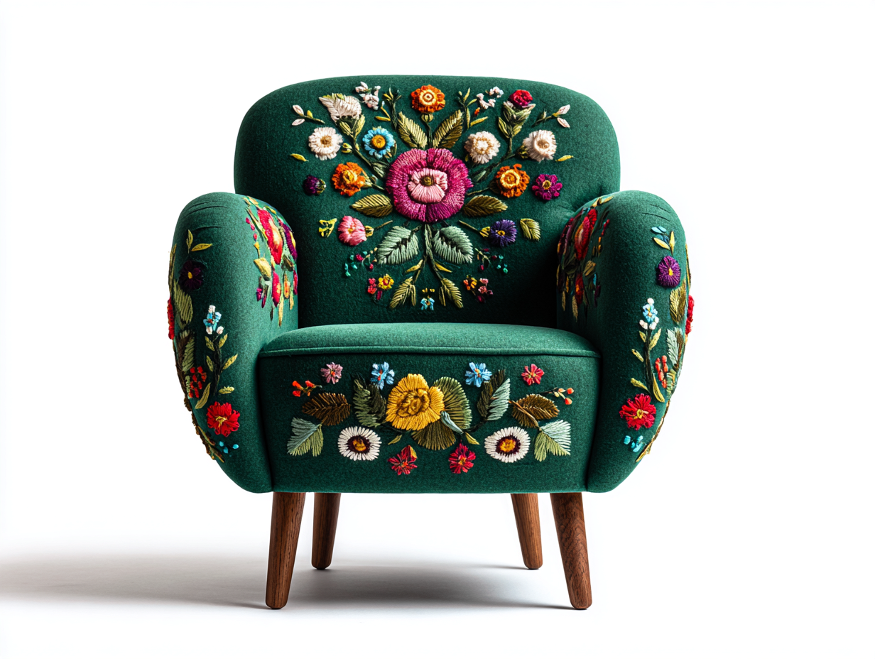 Sillones tela 80x75x85 cm verde floral asiento salón moderno-Cotacohaus