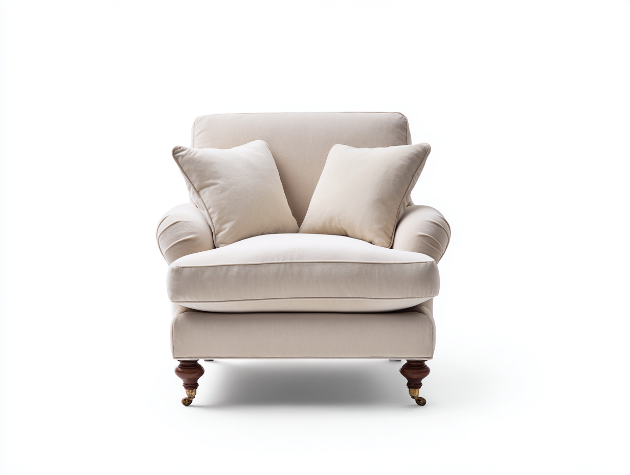 Sillones tapizado tela con patas madera 90x85x95 cm - beige - diseño clásico para salón-Cotacohaus