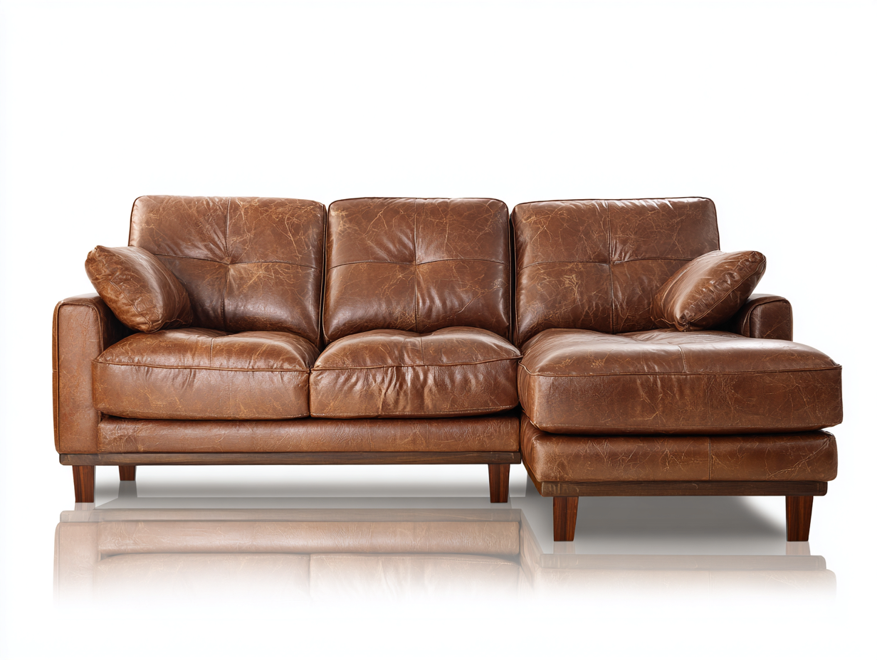 Sofás de esquina cuero 250x160x85 cm marrón salón moderno confort-Cotacohaus