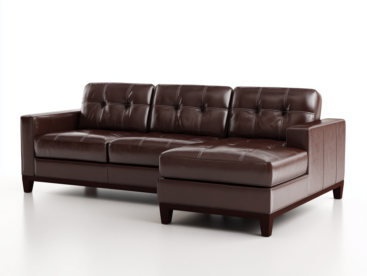 Sofás de esquina tapizado cuero sintético con estructura madera 260x160x85 cm - marrón - diseño moderno para salón-Cotacohaus