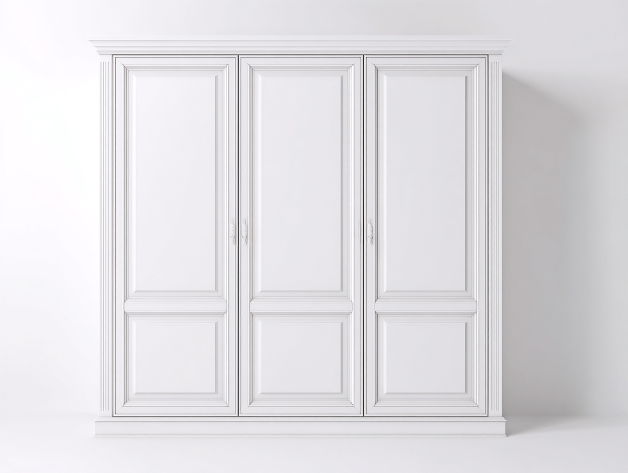 Armarios madera 3 puertas con almacenamiento 180x65x210 cm - blanco - diseño clásico para dormitorio-Cotacohaus