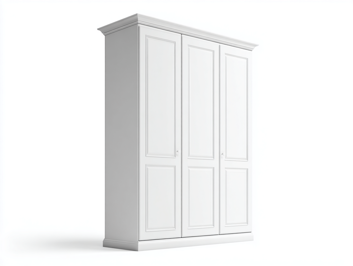 Armarios madera 3 puertas con almacenamiento 150x60x200 cm - blanco - diseño clásico para dormitorio-Cotacohaus