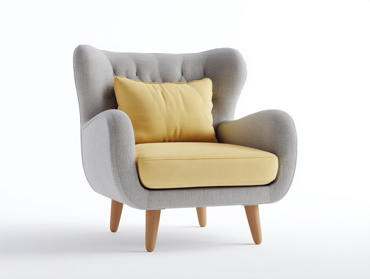 Sillones sillón tapizado con estructura de madera 78x75x90 cm - gris-amarillo - diseño moderno-Cotacohaus