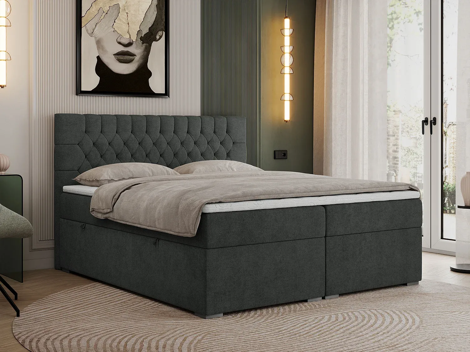Schlafzimmer,Bereich Bett,Boxspringbett-Decorvorae
