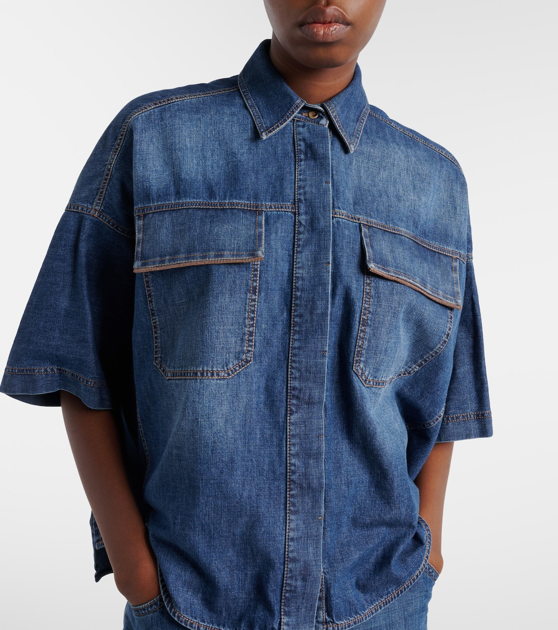 Anchor front view in washed indigo blue