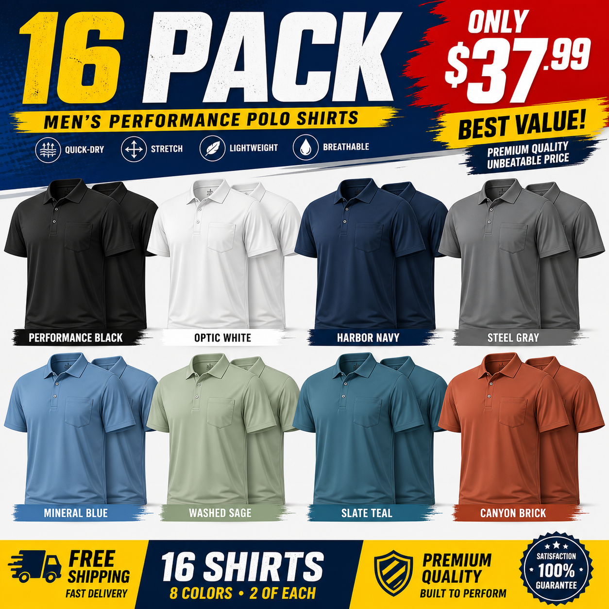 Mixed 16-Pack performance polo bundle image