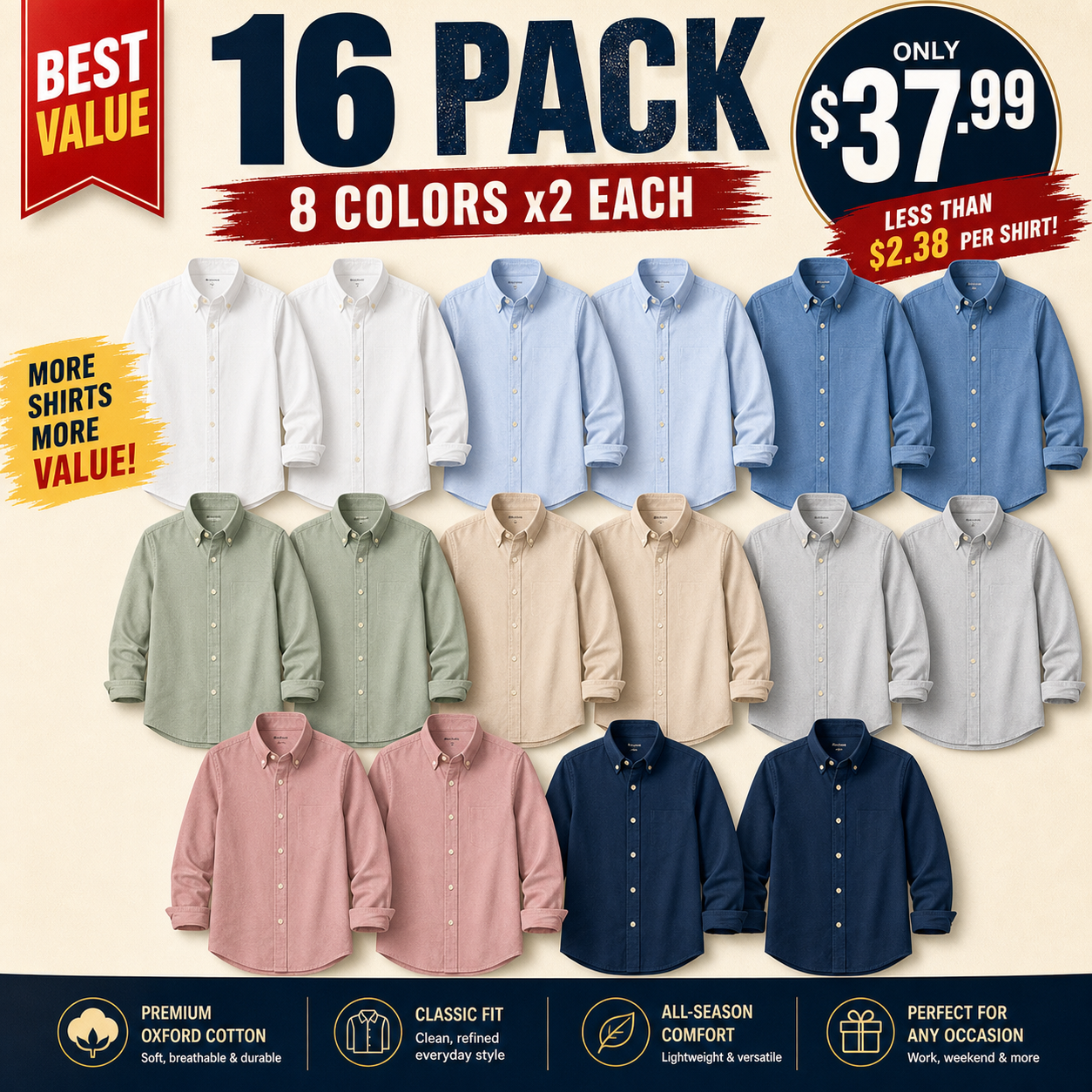 Mixed 16-Pack oxford shirt bundle image