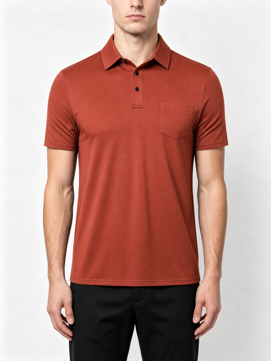 Canyon Brick front view pocket polo