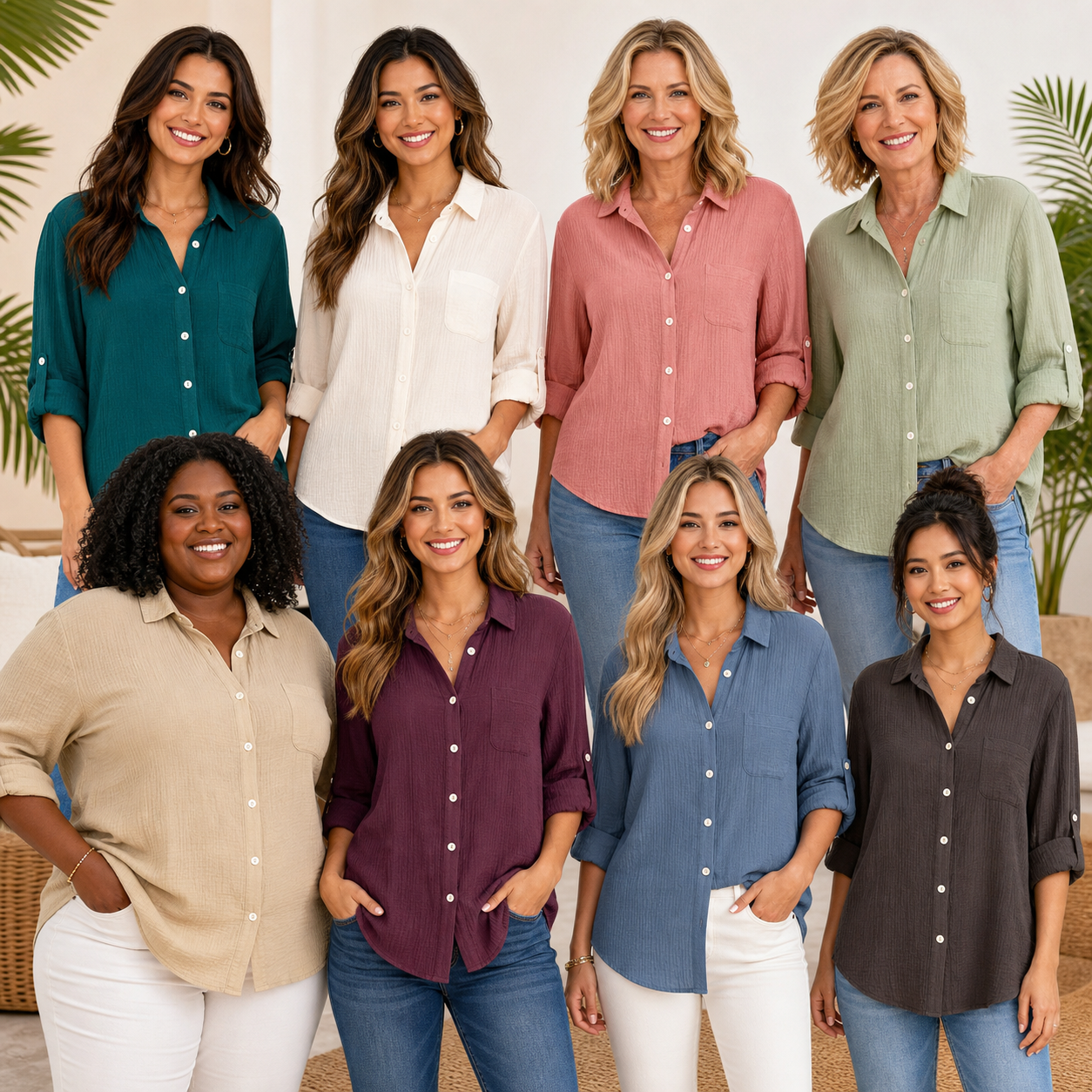 Group photo showing color variety and fit