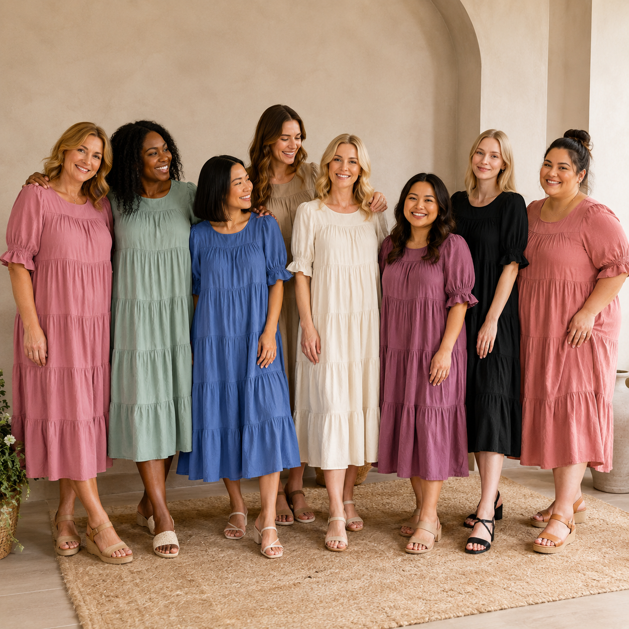 8 adult models group photo