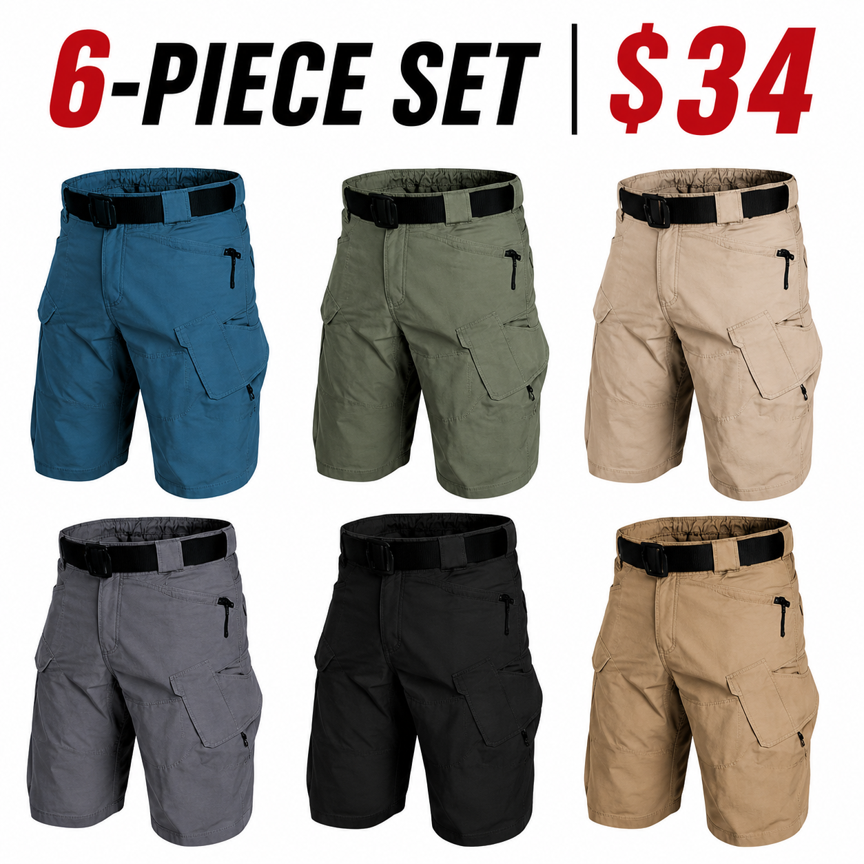 Men's Multifunctional Waterproof Multi-pocket Outdoor Tactical Shorts