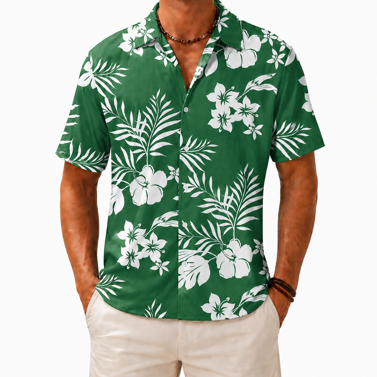 Palm Green Hawaiian floral shirt variant