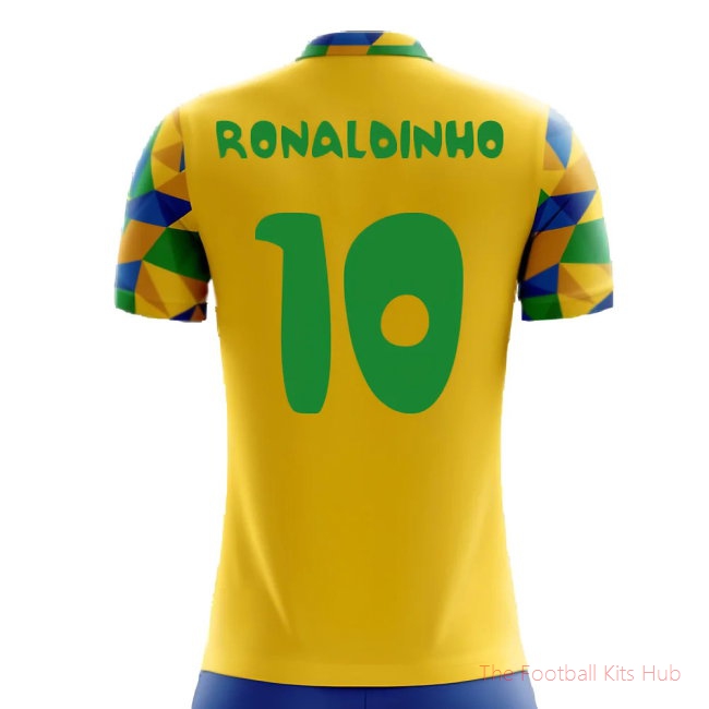 2025-2026 Brazil Home Concept Football Shirt (Ronaldinho 10) - Kids-unisoccer store