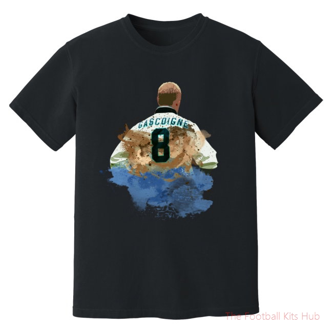 Paul Gascoigne England Art T-Shirt (Black)-unisoccer store