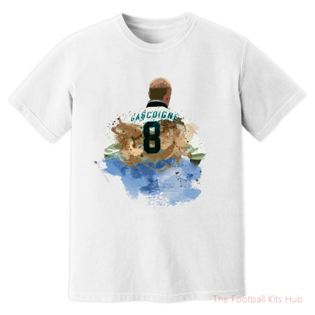 Paul Gascoigne England Art T-Shirt (White)-unisoccer store