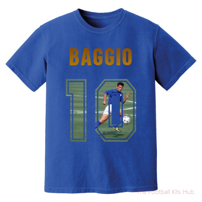 Roberto Baggio Italy Name and Number T-Shirt (Blue)-unisoccer store