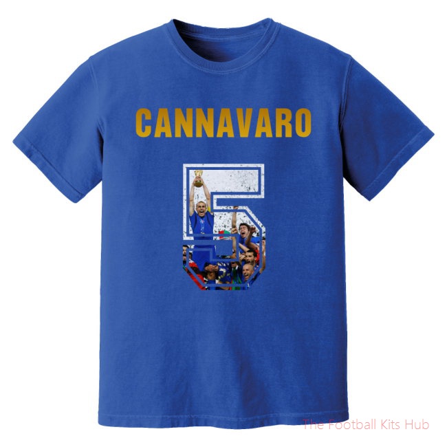 Fabio Cannavaro Italy Name And Number T-Shirt (Blue)-unisoccer store