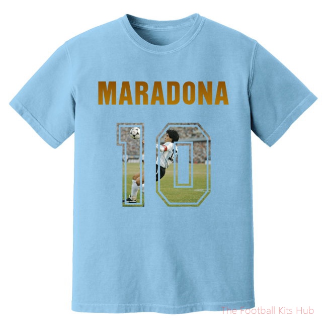 Diego Maradona Argentina Name And Number T-Shirt (Sky)-unisoccer store