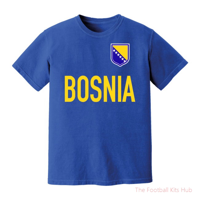 Bosnia National Team Text T-Shirt (Blue)-unisoccer store
