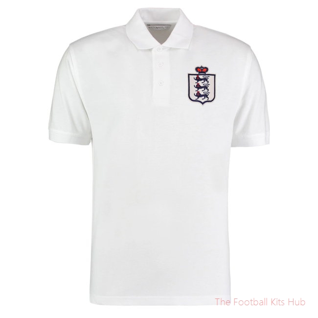 England National Team Embroidered Polo Shirt (White)-unisoccer store