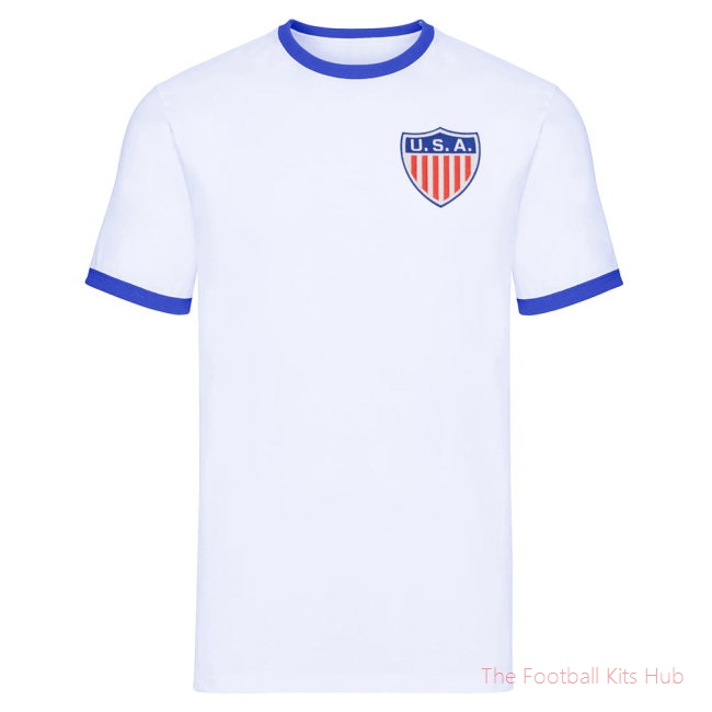 USA National Team Embroidered Ringer Tee (White)-unisoccer store