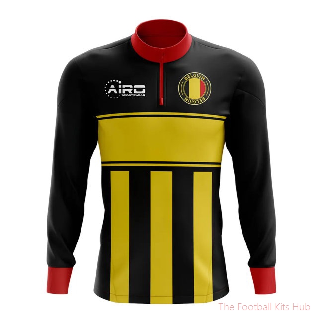 Belgium Concept Football Half Zip Midlayer Top (Black-Yellow)-unisoccer store