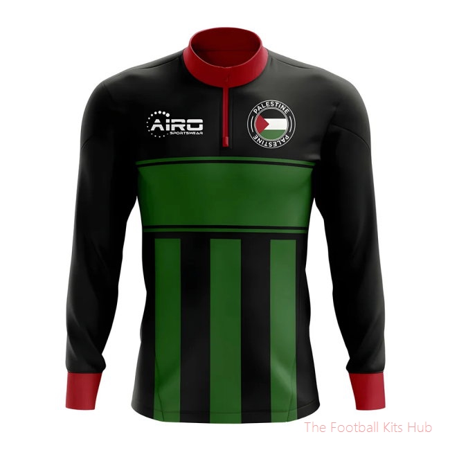Palestine Concept Football Half Zip Midlayer Top (Black-Green)-unisoccer store