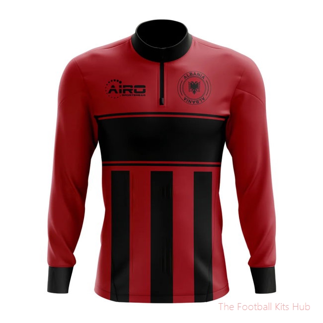 Albania Concept Football Half Zip Midlayer Top (Red-Black)-unisoccer store