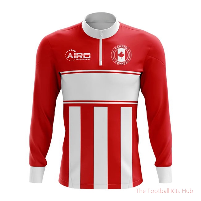 Canada Concept Football Half Zip Midlayer Top (Red-White)-unisoccer store