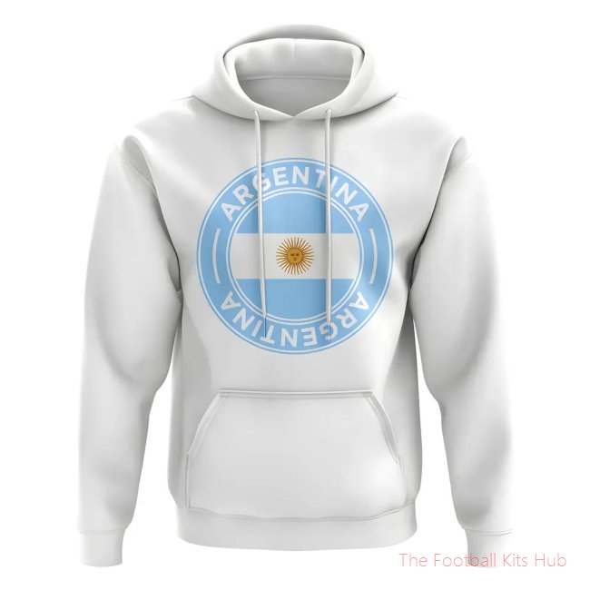 Argentina Football Badge Hoodie (White)-unisoccer store