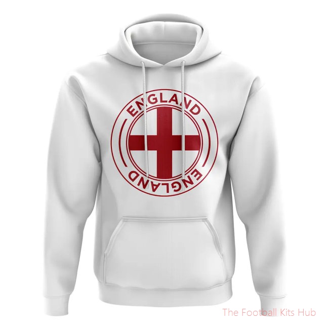England Football Badge Hoodie (White)-unisoccer store